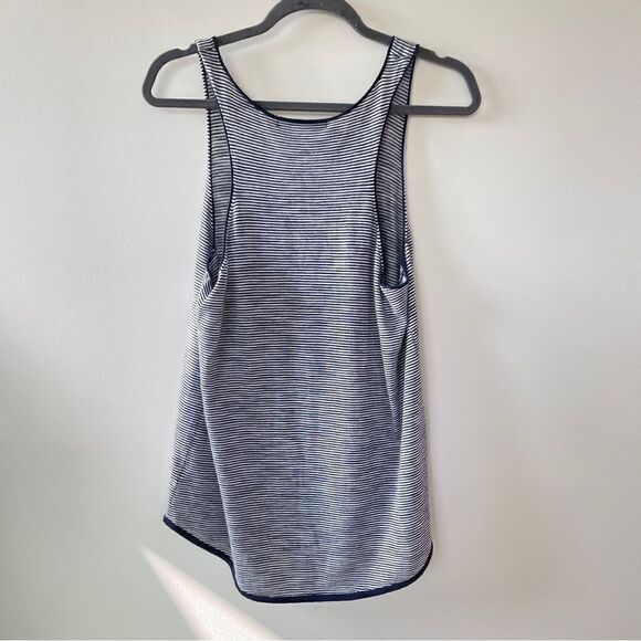360 Sweater Cotton Racer Back Navy Striped Tank M - Picture 10 of 14